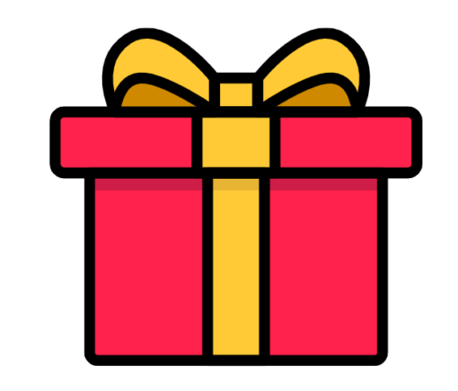 red present with yellow bow
