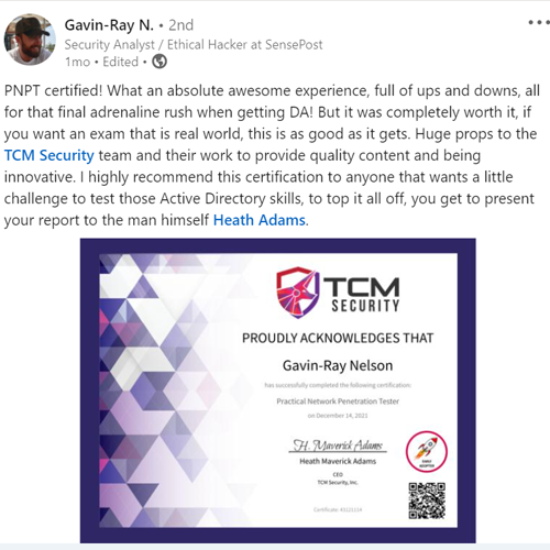 Steven Amador PNPT Certification Holder