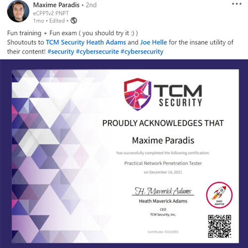 Steven Amador PNPT Certification Holder