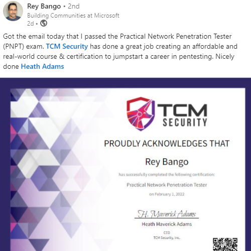 John Hammond Achieved His PNPT Certification