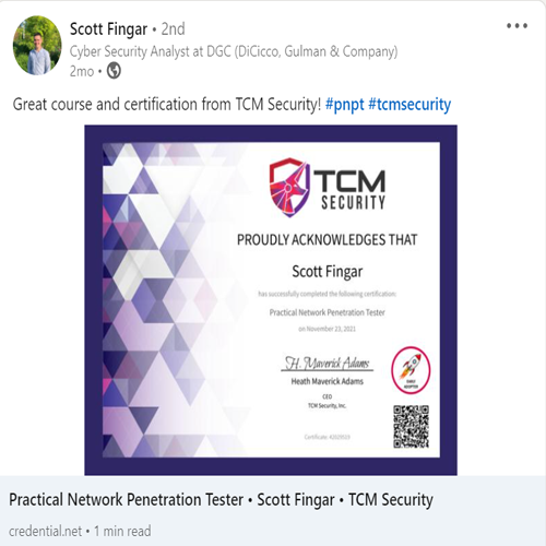 John Hammond Achieved His PNPT Certification