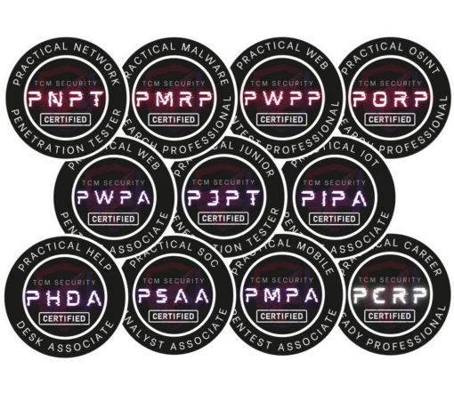 all tcm security certification badges overlapping